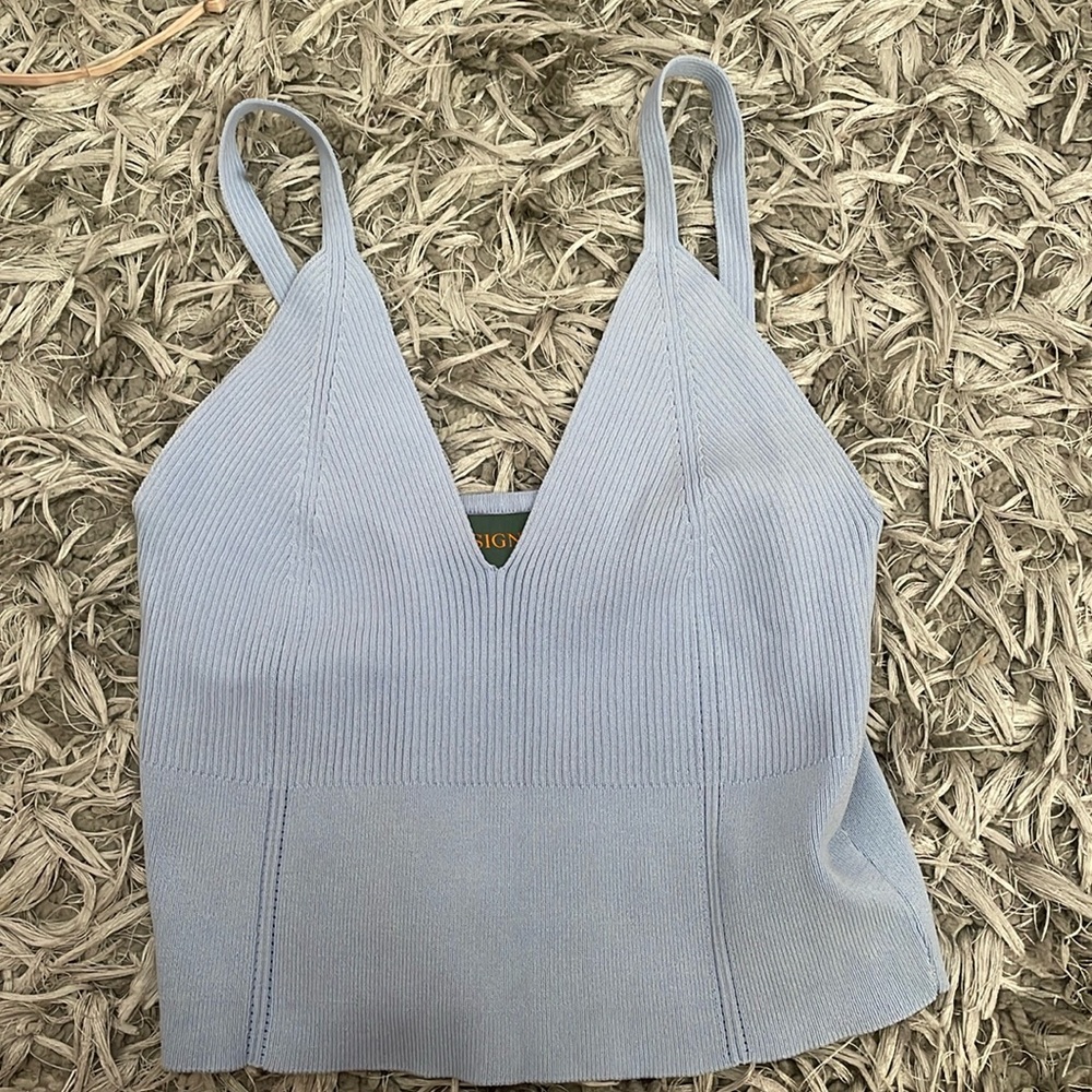 Cute Light Blue Cropped Tank